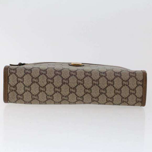 GUCCI PLUS GG Canvas Clutch Bag PVC Leather Beige Auth 50530 - Picture 6 of 16